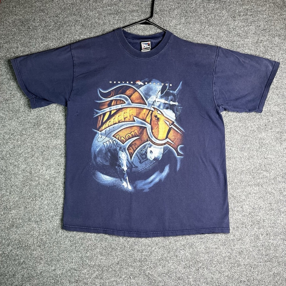 Vintage Denver Broncos T-shirt Men XL Pro Player‎ Blue Football Wilson